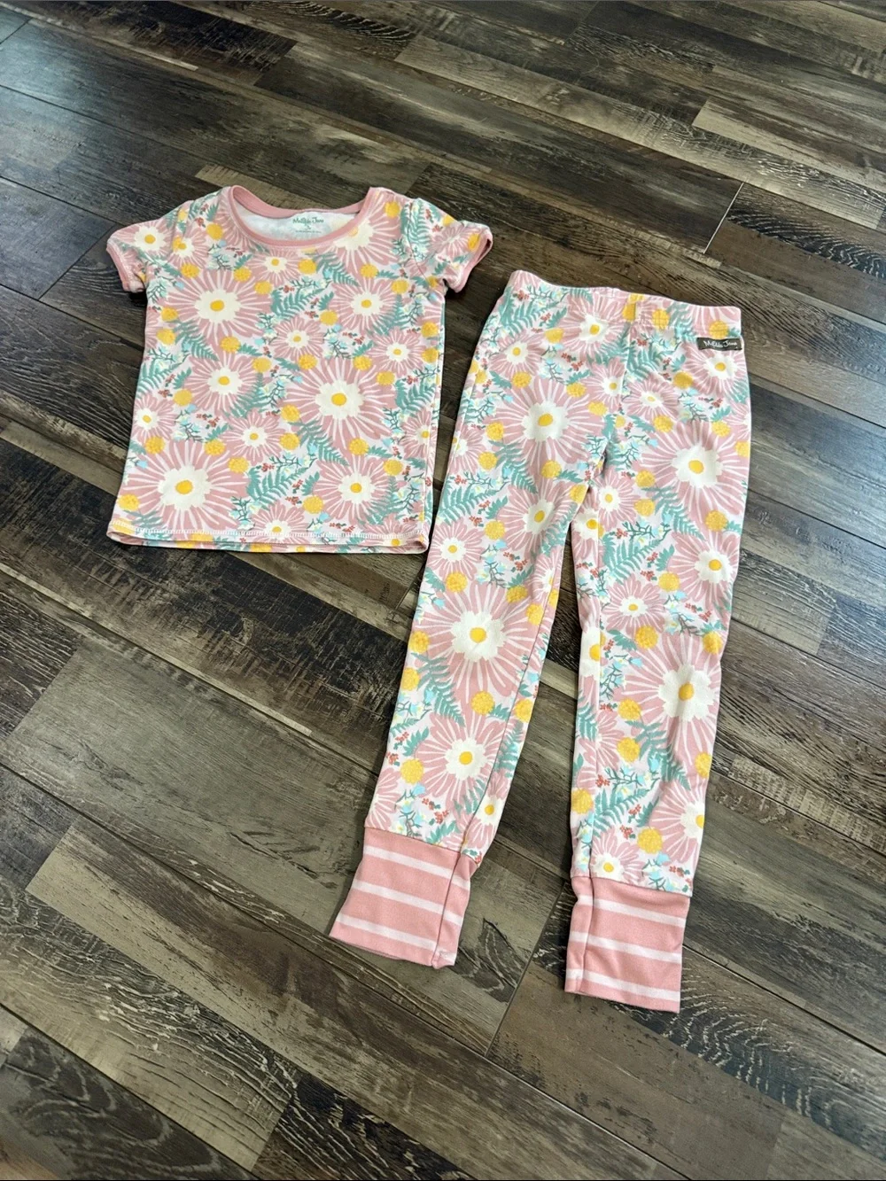 Matilda Jane Pink‎ Floral Daisy Pajama Set with Yellow Accents